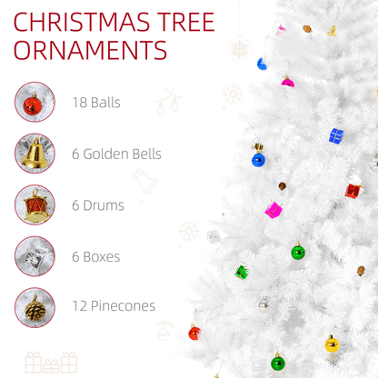 Elegant 6ft Snowy White Artificial Christmas Tree with Metal Stand & Ornaments - plants - express.com