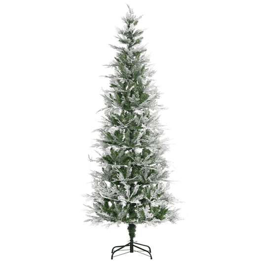 Elegant 7ft Snow - Flocked Pencil Christmas Tree for Timeless Holiday Decor - plants - express.com