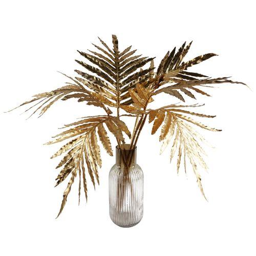 Elegant 80cm Gold Palm Leaves Set with Ombre Glass Vase - plants - express.com