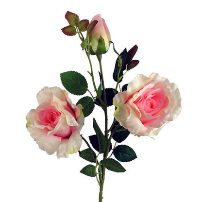 Elegant 80cm Pink Silk Rose Stem with 3 Lush Blooms – Perfect for Any Arrangement! - plants - express.com