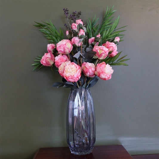 Elegant 85cm Pink Peony & Berry Artificial Flower Arrangement Set - plants - express.com