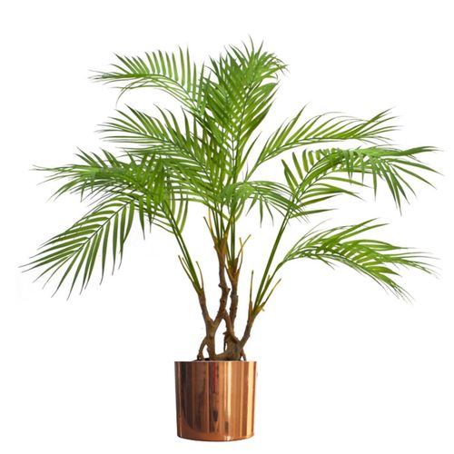 Elegant 90cm Artificial Areca Palm with Twisted Trunk & Stylish Copper Planter - plants - express.com