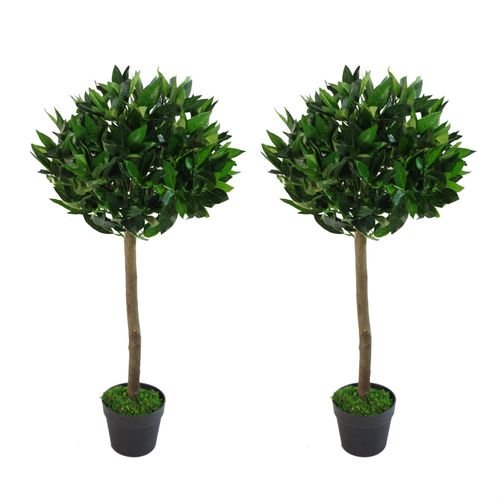 Elegant 90cm Artificial Bay Laurel Topiary Ball Trees - Perfect Home Accent! - plants - express.com