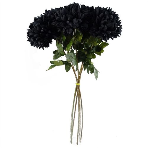 Elegant Black Silk Chrysanthemum Stems - Pack of 6, 75cm Extra Large Floral Decor - plants - express.com
