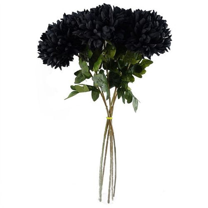 Elegant Black Silk Chrysanthemum Stems - Pack of 6, 75cm Extra Large Floral Decor - plants - express.com