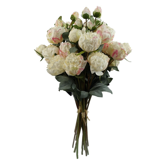 Elegant Cream Peony Artificial Flower Stems - 24 Blooms & 18 Buds Bundle - plants - express.com