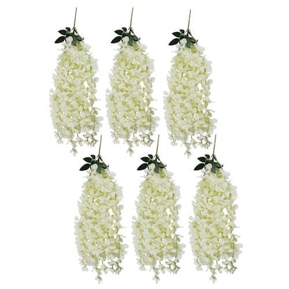 Elegant Cream Wisteria Flowers - 6 Pack, 80cm Silk Hanging Stems for Decor - plants - express.com