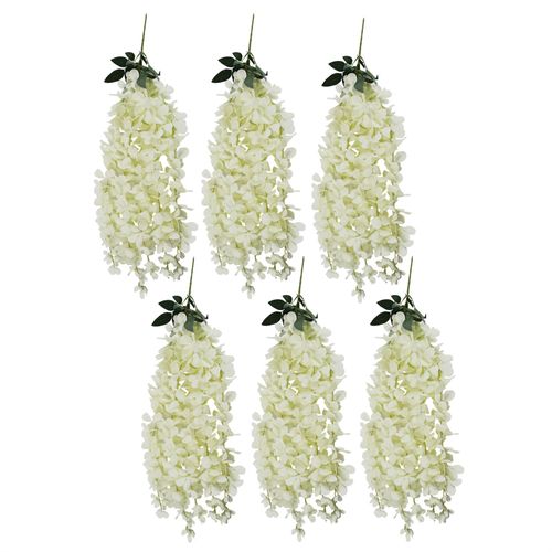 Elegant Cream Wisteria Flowers - 6 Pack, 80cm Silk Hanging Stems for Decor - plants - express.com