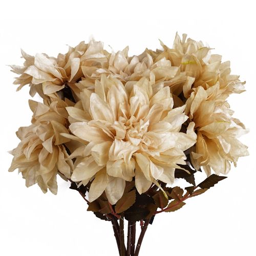 Elegant Dusty Cream Dahlia Flower Stems - Set of 6, 55cm Realistic Decor - plants - express.com