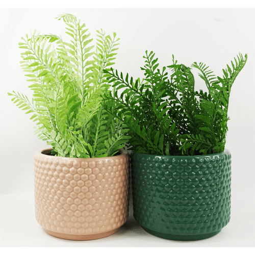 Elegant Dusty Pink Ceramic Plant Pot with Raised Dots - 15cm x 12.5cm - plants - express.com