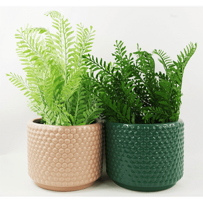 Elegant Dusty Pink Ceramic Plant Pot with Raised Dots - 15cm x 12.5cm - plants - express.com