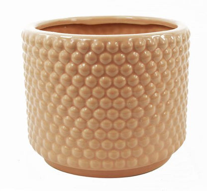Elegant Dusty Pink Ceramic Plant Pot with Raised Dots - 15cm x 12.5cm - plants - express.com