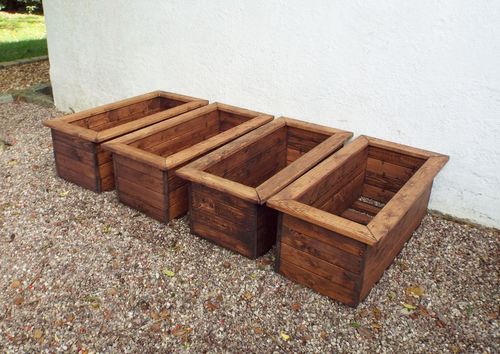 Elegant English Wooden Trough Set - Handcrafted Luxury for Your Garden - plants - express.com