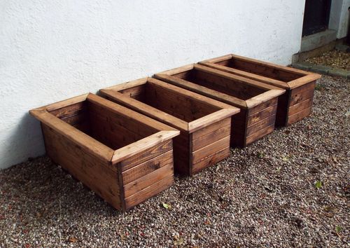 Elegant English Wooden Trough Set - Handcrafted Luxury for Your Garden - plants - express.com