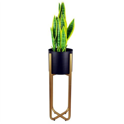Elegant Gold Tall Plant Stand with Iridescent Rainbow Planter - 62cm x 18cm - plants - express.com