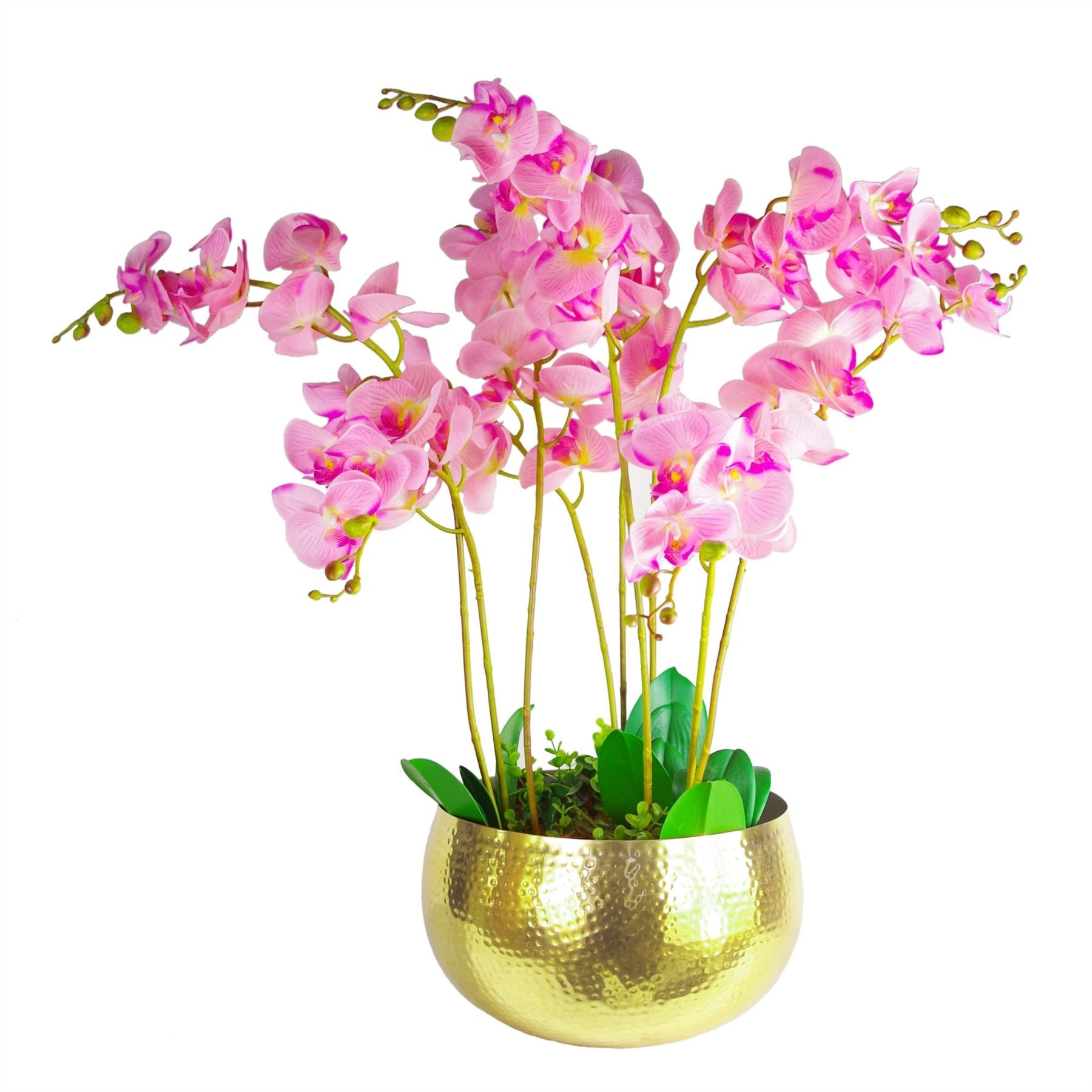 Elegant Hammered Gold Metal Planter Bowl - Extra Large 32x20cm Showstopper - plants - express.com