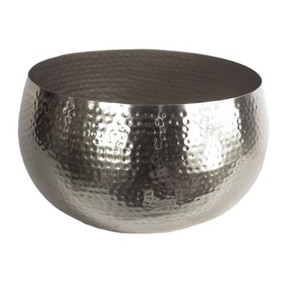 Elegant Hammered Silver Large Metal Planter Bowl - 32cm x 20cm - plants - express.com