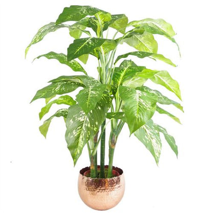 Elegant Hammered Silver Metal Planter - 22cm x 17cm Curvy Edge Charm - plants - express.com
