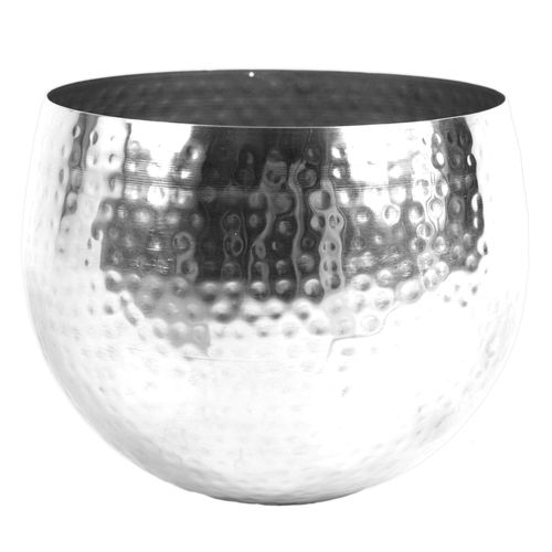Elegant Hammered Silver Metal Planter - 22cm x 18cm for Unique Plant Displays - plants - express.com