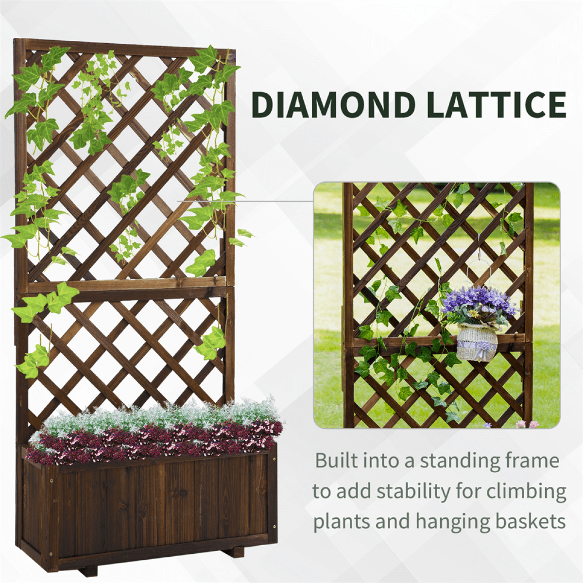 Elegant Raised Garden Bed Planter - Durable Fir Wood for Outdoor Delights - plants - express.com