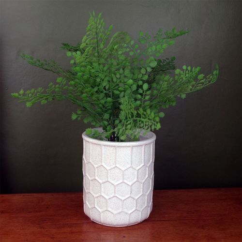 Elegant White Honeycomb Ceramic Planter - Perfect for Indoor Plants - plants - express.com