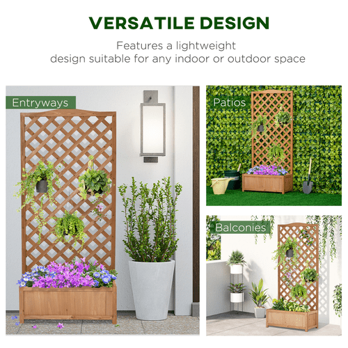 Elegant Wooden Planter Box with Trellis - Perfect for Small Gardens - plants - express.com