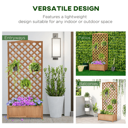 Elegant Wooden Planter Box with Trellis - Perfect for Small Gardens - plants - express.com