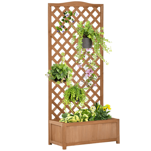 Elegant Wooden Planter Box with Trellis - Perfect for Small Gardens - plants - express.com