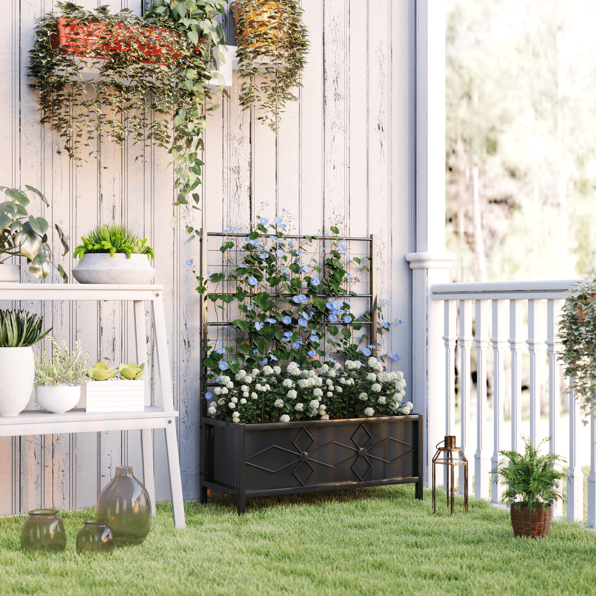 Elevate Your Garden: Durable Raised Bed with Trellis for Climbing Plants - plants - express.com