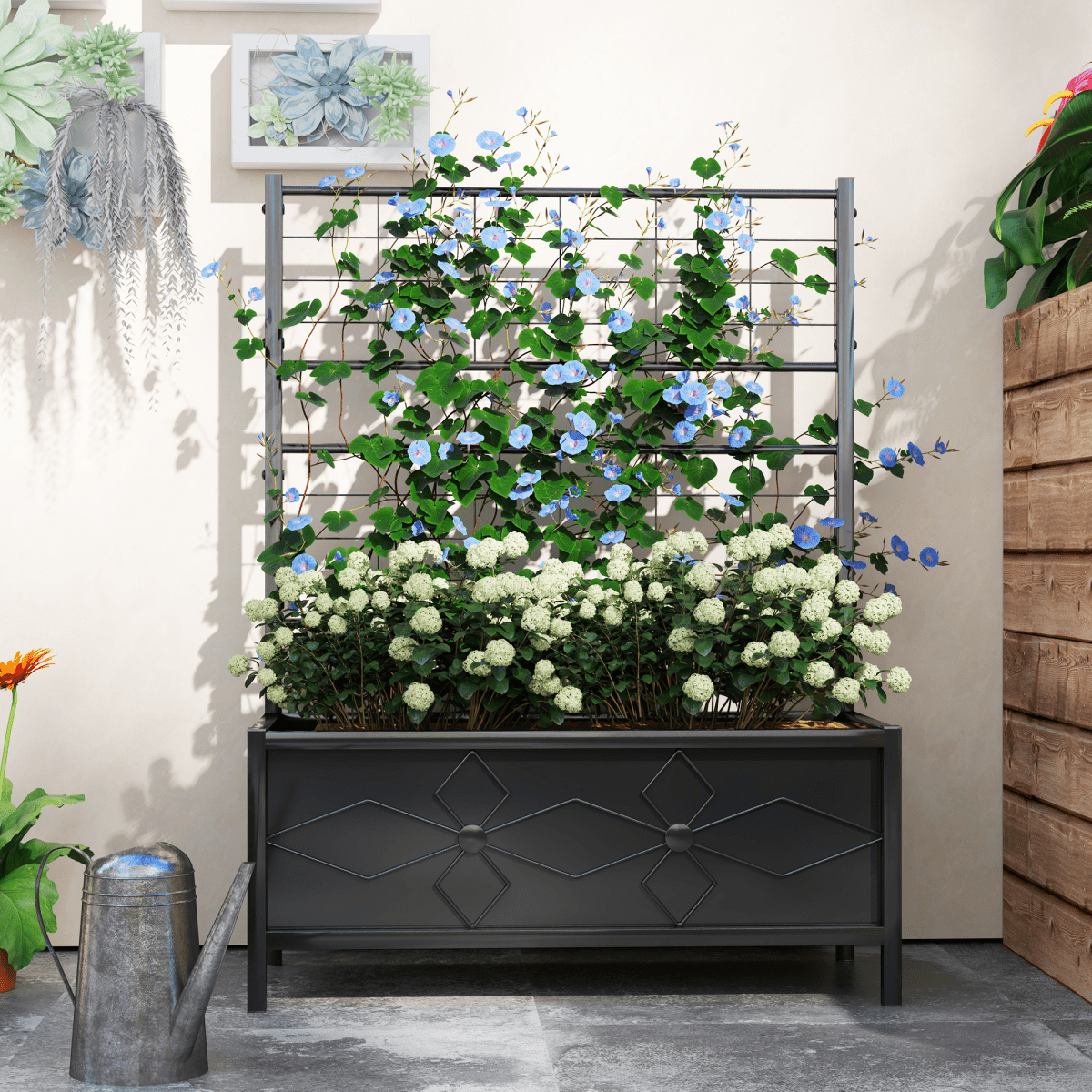 Elevate Your Garden: Durable Raised Bed with Trellis for Climbing Plants - plants - express.com