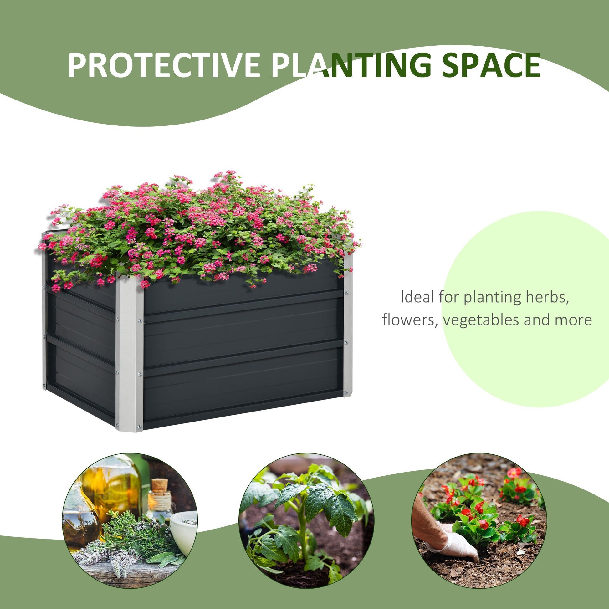 Elevated Raised Garden Bed Kit with Gloves – Durable Metal Planter Box, Grey - plants - express.com