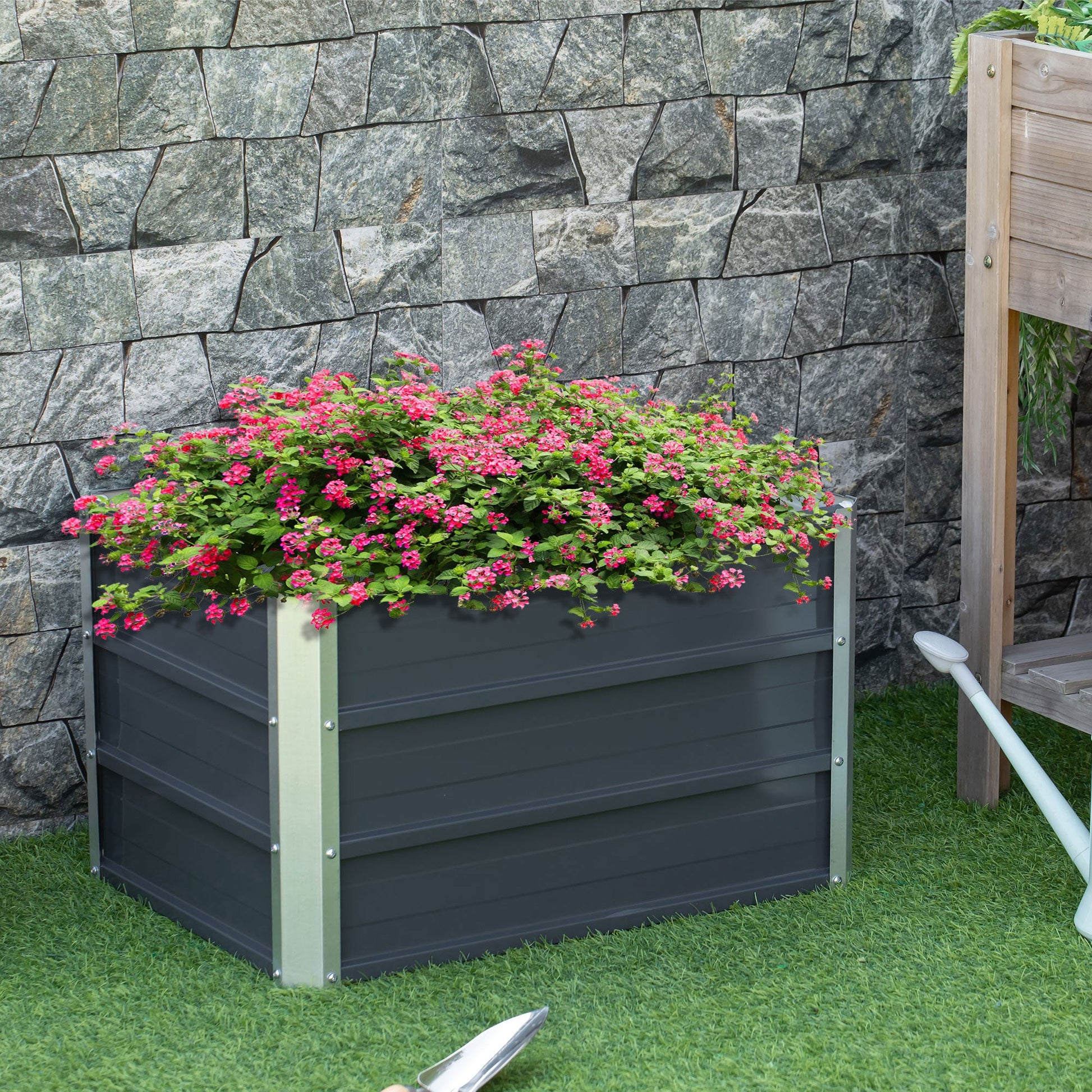 Elevated Raised Garden Bed Kit with Gloves – Durable Metal Planter Box, Grey - plants - express.com