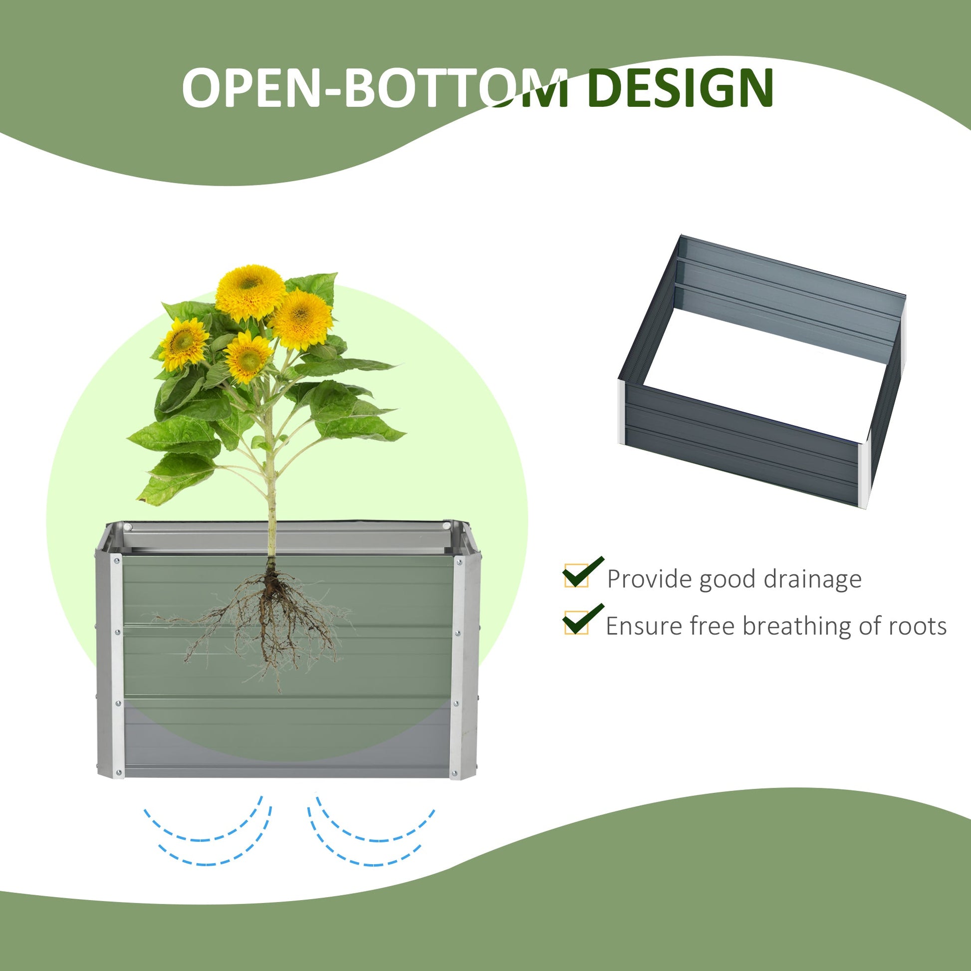 Elevated Raised Garden Bed Kit with Gloves – Durable Metal Planter Box, Grey - plants - express.com