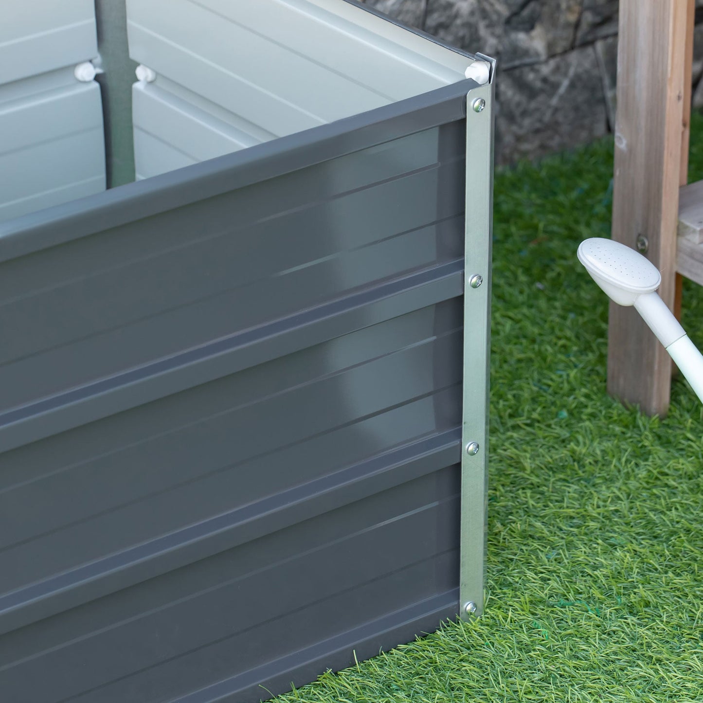 Elevated Raised Garden Bed Kit with Gloves – Durable Metal Planter Box, Grey - plants - express.com