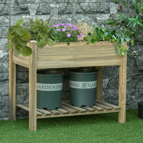 Elevated Wooden Garden Planter with Storage Shelf - Perfect for Easy Plant Care! - plants - express.com