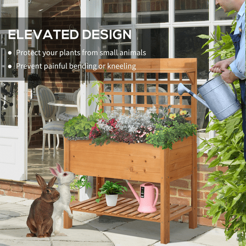 Elevated Wooden Planter with 3 Tiers & Trellis - Perfect for Indoor/Outdoor Gardening - plants - express.com