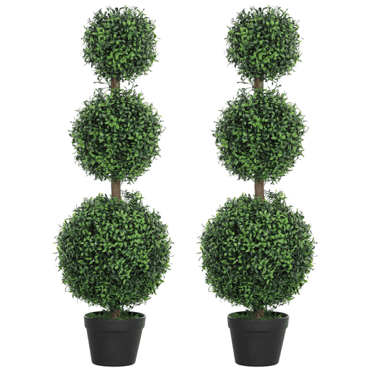 Evergreen Elegance: HOMCOM Set of 2 Realistic Boxwood Trees in Pot - plants - express.com