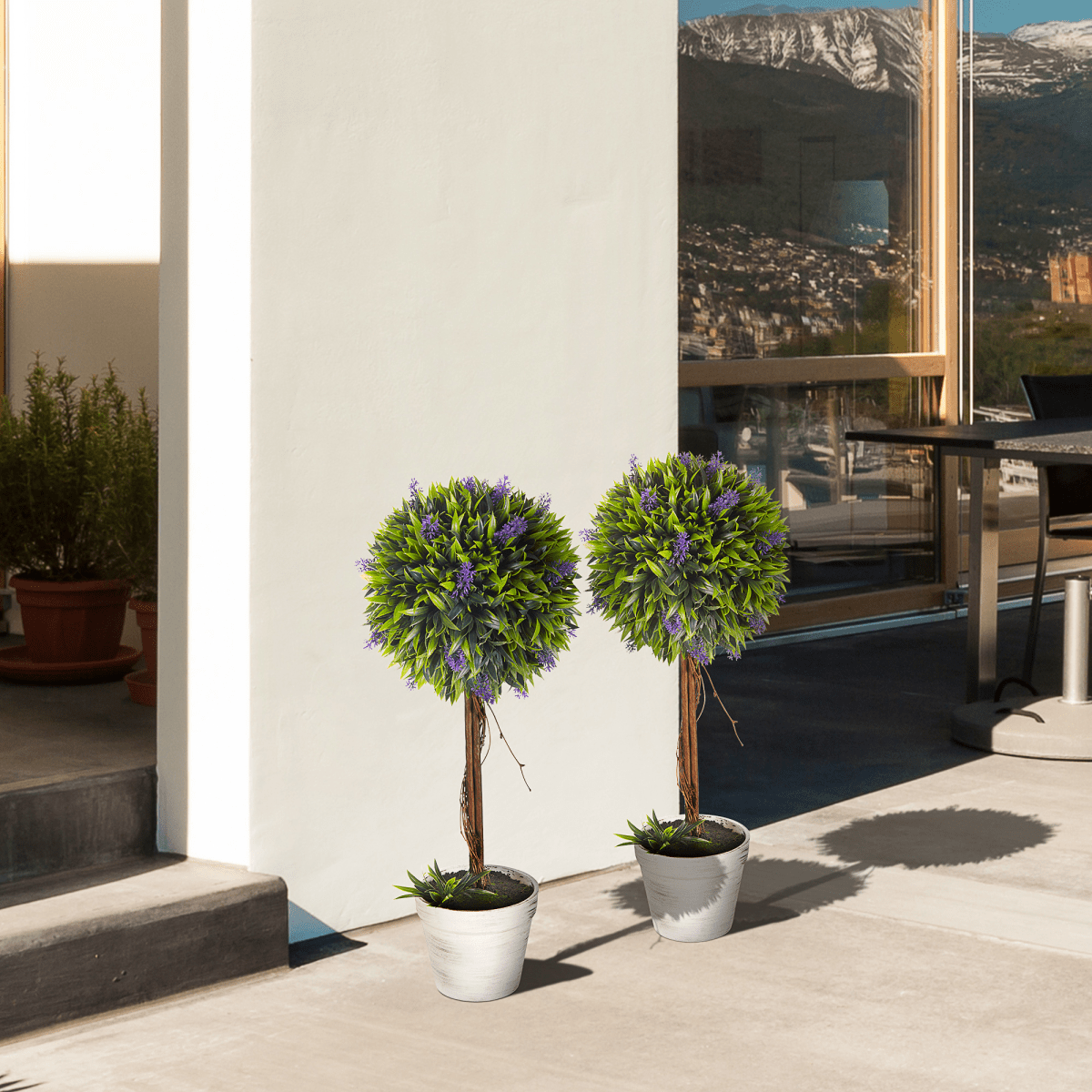 Evergreen Elegance: Set of 2 Lavender Ball Trees, 60cm Artificial Plants - plants - express.com