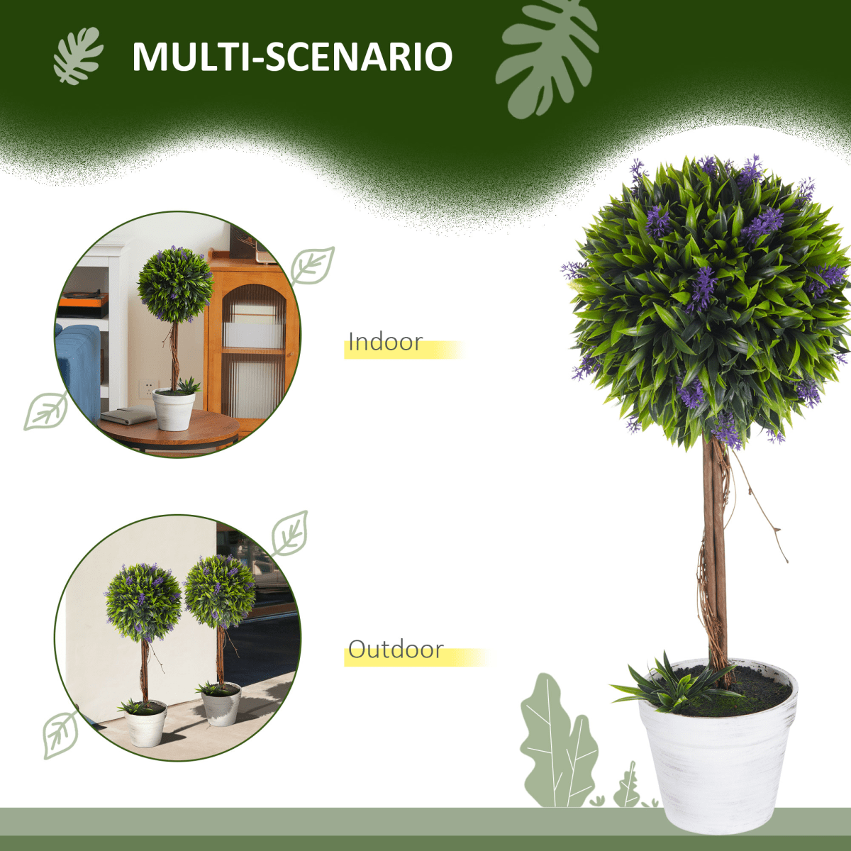 Evergreen Elegance: Set of 2 Lavender Ball Trees, 60cm Artificial Plants - plants - express.com