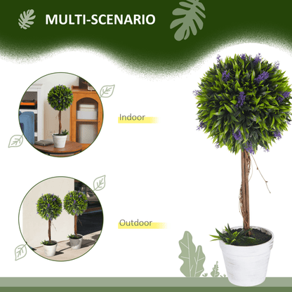 Evergreen Elegance: Set of 2 Lavender Ball Trees, 60cm Artificial Plants - plants - express.com