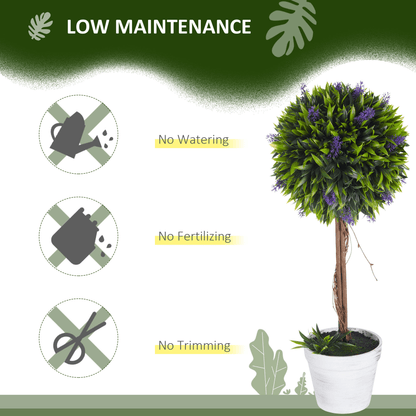 Evergreen Elegance: Set of 2 Lavender Ball Trees, 60cm Artificial Plants - plants - express.com