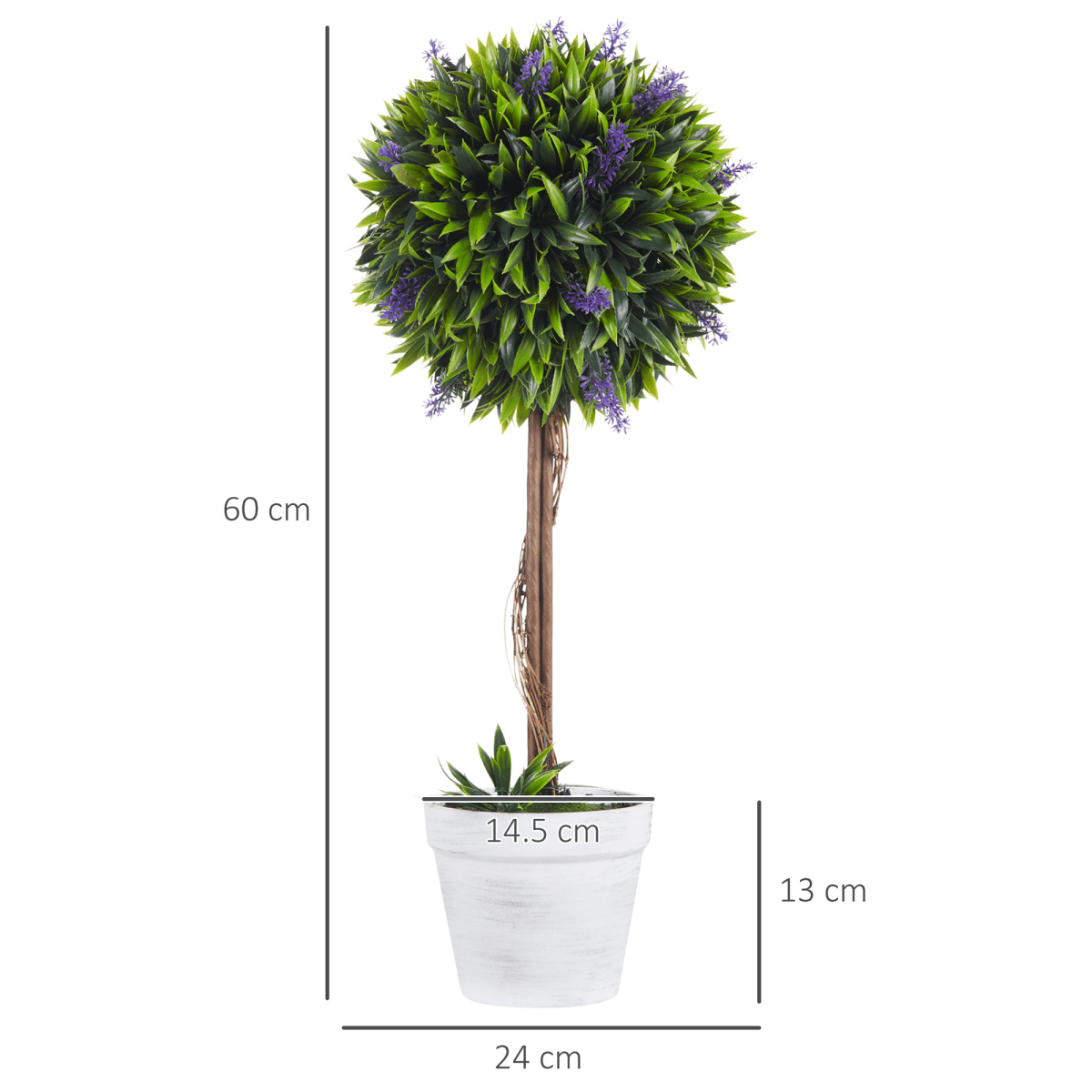 Evergreen Elegance: Set of 2 Lavender Ball Trees, 60cm Artificial Plants - plants - express.com