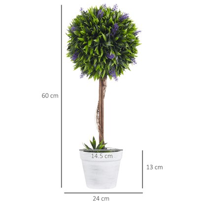 Evergreen Elegance: Set of 2 Lavender Ball Trees, 60cm Artificial Plants - plants - express.com