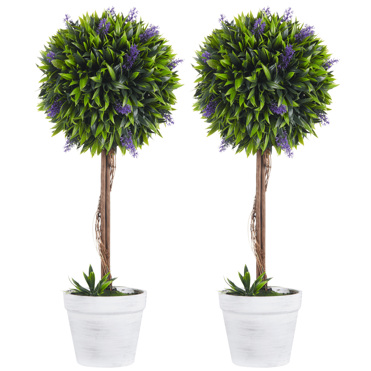 Evergreen Elegance: Set of 2 Lavender Ball Trees, 60cm Artificial Plants - plants - express.com