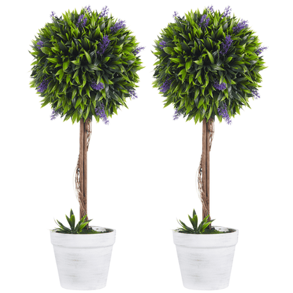 Evergreen Elegance: Set of 2 Lavender Ball Trees, 60cm Artificial Plants - plants - express.com