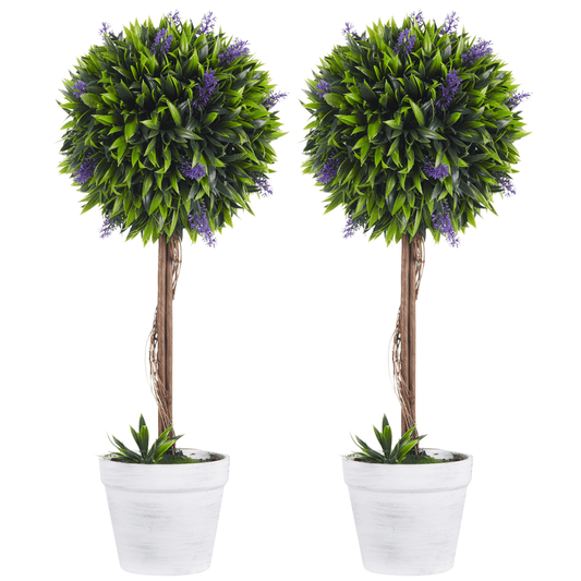 Evergreen Elegance: Set of 2 Lavender Ball Trees, 60cm Artificial Plants - plants - express.com
