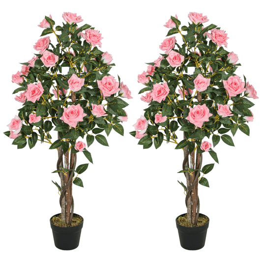 Everlasting Pink Rose Tree Set - Stunning Faux Floral Décor for Any Space - plants - express.com