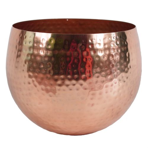 Exquisite Handmade Hammered Copper Metal Planter - 22cm x 18cm - plants - express.com
