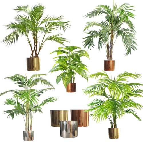 Exquisite Large Artificial Palm Trees with Stylish Metal Planters – Customizable! - plants - express.com
