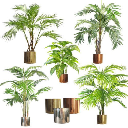 Exquisite Large Artificial Palm Trees with Stylish Metal Planters – Customizable! - plants - express.com